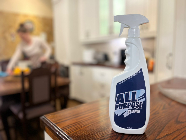 cleaning chemicals bottles